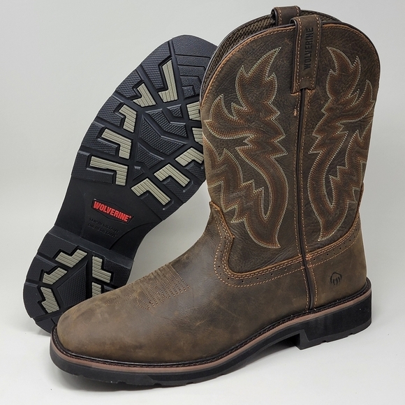 Wolverine Rancher Mens Work Brown Distressed Boot Square Toe Size 13M W10704 New - Picture 1 of 11
